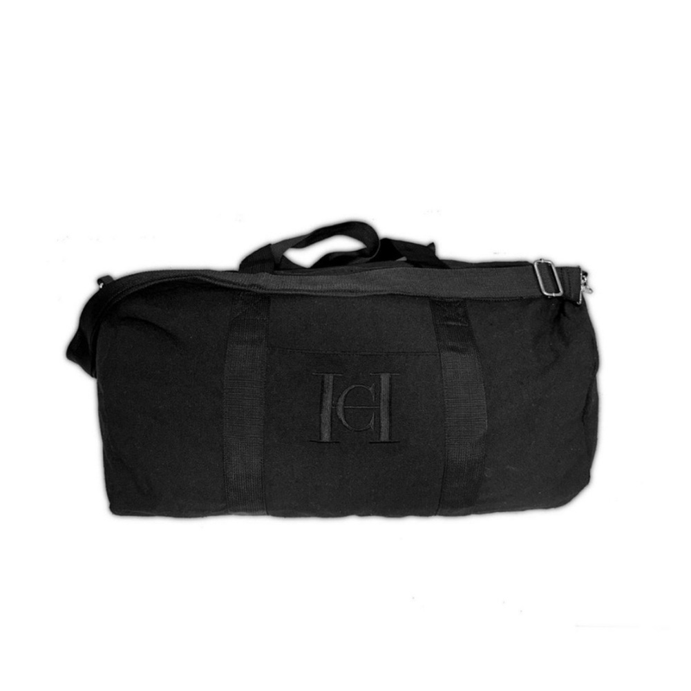 CH Carolina Herrera Black Canvas Duffel Bag weekender travel sholder gym